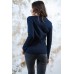Embroidered t-shirt with long sleeves "Geometric Fantasy" Navy